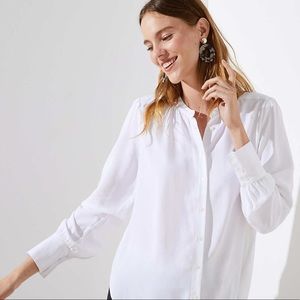 LOFT NWT brand new crossover back yolk blouse